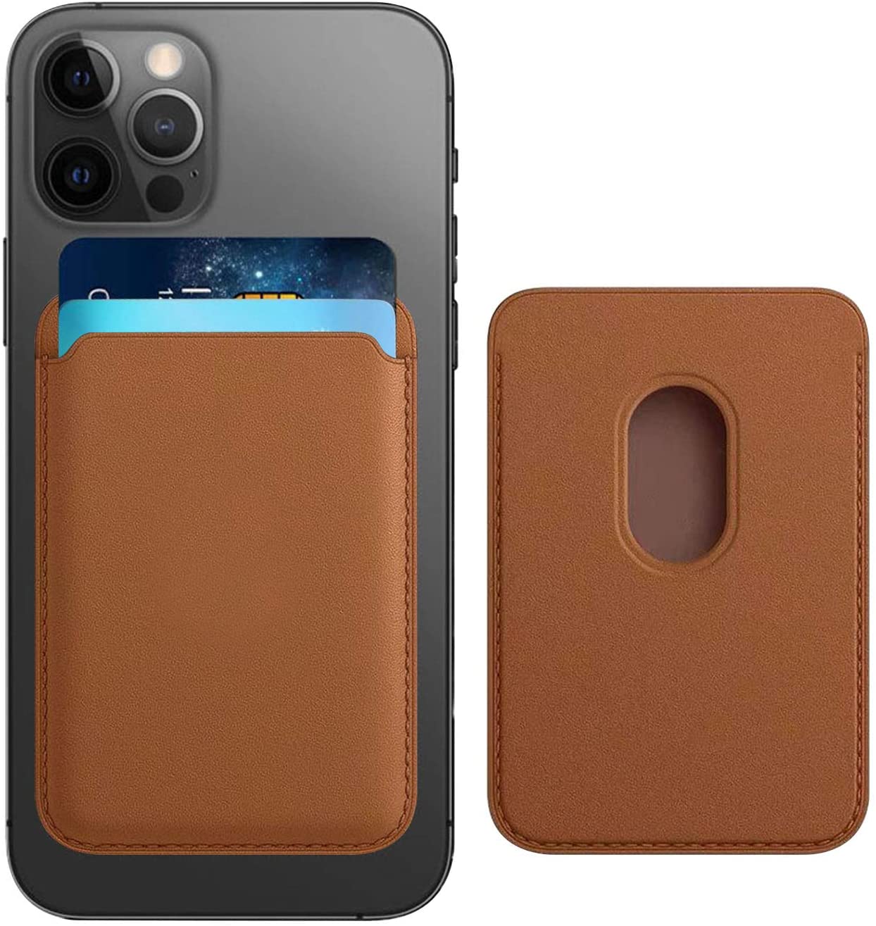 PU Leather Magnetic Card Wallet POUCH Holder for iPhone 12 / 12 Pro / 12 Mini /12 Pro Max (Brown)